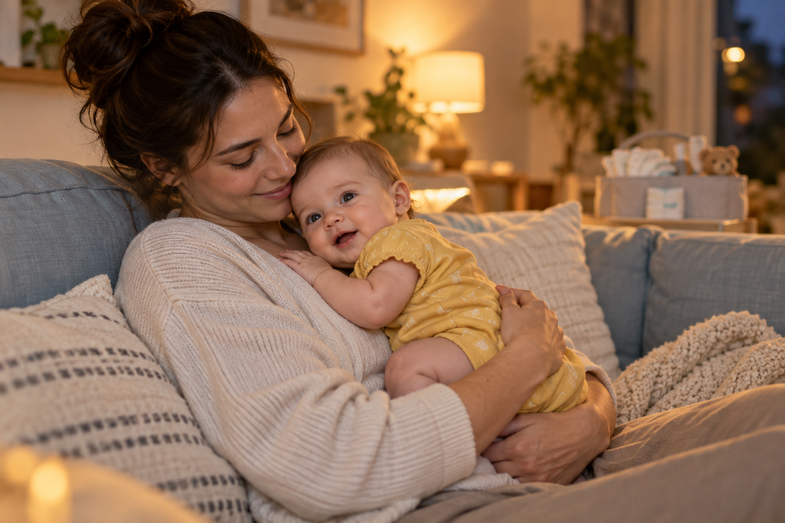Parent and baby sharing a calm moment at home