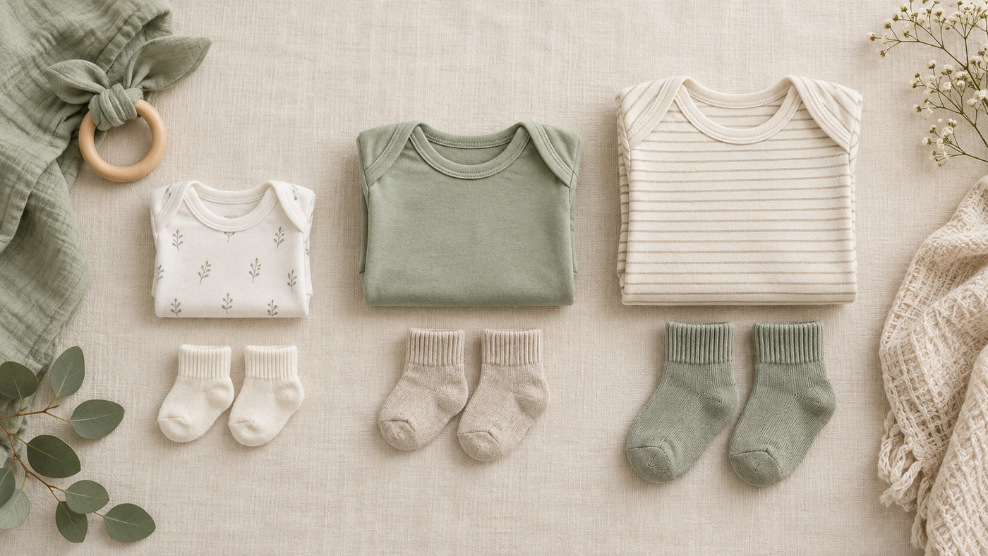 Gentle visualization of growth over time with children's clothes in different sizes